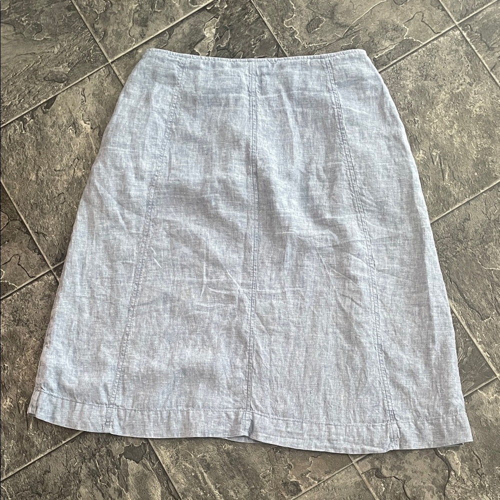 100% Linen WHITE STUFF Women's Light Blue Button-Front Skirt Preppy Coastal - Picture 5 of 9